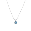 Close-up of star and blue planet pendant on a silver-tone snake chain necklace - Silver Starry Blue Planet Style (N2534-ST-B)