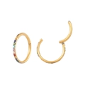 Detailansicht des goldenen F136 Titan-Clicker-Rings mit Regenbogen-Zirkonia-Steinen - Außendurchmesser 10.3mm (Drahtstärke 1.2mm) / Gold (TIE2479-GO)