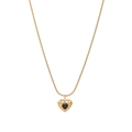 Elegante goldene Schlangenkette mit schwarzem Herz-Edelsteinanhänger auf weißem Grund - Goldrand Schwarz Herz Schlangenkette Halskette Stil (N2736-GO)