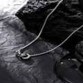 Silver interlocking rings pendant necklace with sparkling zircons on a sturdy box chain - Silver