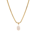 Collier minimaliste chaîne serpent dorée avec un pendentif perle de baroque blanche - Style Chaîne Serpent et Perle Baroque (STN2544-GO)