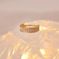 Vergulde F136 titanium hart neusring met dubbele rij gezette zirkoniasteen - Dubbele Rij Pave Clicker / Goud