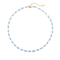Rainbow crystal bead necklace with blue and gold cubic beads in a minimalist style - Sky Blue