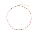 Rainbow crystal bead necklace with square transparent pink charms and gold lobster clasp - Pink