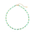 Rainbow crystal bead necklace with green and transparent square stones and gold accents - Green