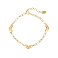 Elegant gold heart paperclip chain bracelet with adjustable link and lobster clasp closure - Gold (STB2438-GO)
