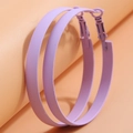 Minimalist large hoop earrings with lavender purple matte finish shown from side angle - Purple