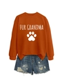 Sweat-shirt orange caramel avec texte FUR GRANDMA et short en jean style plat lay - S / Orange Brûlé (Police Blanche)