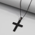Collier minimaliste avec pendentif croix noire en acier inoxydable mat pour femme - Style Croix (23101234)