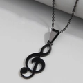 Collier avec pendentif clé de sol noir minimaliste en acier inoxydable et chaîne noire - Style Clé de Sol (023101233)