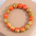 Bracciale di perle bicolore alla moda con trama marmorizzata e design di fili bianchi - Texture a Rete Arancione Gialla (5789266774098) / Arancio Verde