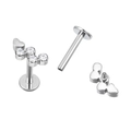 Polished G23 titanium flat back stud featuring heart and round zircon cluster design - Heart Cluster Style (TIE2455-ST)