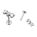 G23 titanium flat back labret stud with tiered clear zircon inlay for ear piercings - Geometric Interlaced Style (TIE2456-ST)