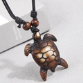 Ethnische Schildkröten-Halskette mit realistischer Panzertextur und schwarzem Flechtband - 40CM / Schildkröte-2 Stil