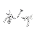 G23 titanium dragonfly labret stud with sparkling marquise cubic zirconia stones - Dragonfly With Zirconia Style (TIE2484-ST)