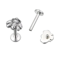 G23 titanium flat back labret stud with silver honey bee decorative top for ear piercing - Bee Shape Style (TIE2480-ST)