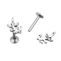 G23 titanium labret stud with leaf-shaped marquise zircon and flat back base - Leaf Branch Marquise Zirconia Style (TIE2486-ST)