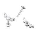 Silver G23 titanium labret stud with curved gradient zircon inlay for ear piercings - Round Zirconia Curved Bezel Style (TIE2490-ST)