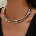 Elegante mehrsträhnige, verschlungene Schlangenkette in gemischten Gold- und Silbertönen - Gold und Silber