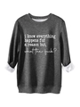Close-up of dark grey sweatshirt with white slogan print and thick fleece lining - S / Dark Gray