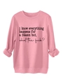 Detail of pink sweatshirt featuring ribbed cuffs and black slogan print on the chest - S / Peach