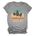Detail of dark grey t-shirt featuring vintage mushroom graphic and retro sunset design - S / Dark Gray