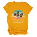 Detail of mushroom graphic and Trust Me I Have Good Morels text on yellow cotton t-shirt - S / Mustard Yellow