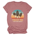 Detail of mushroom print and Trust Me I Have Good Morels text on pink t-shirt - S / Rose Gold