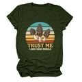Detail of army green crew neck tee with vintage morel mushroom graphic and funny pun - S / Army Green