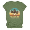 Detailed flat lay of moss green heather t-shirt with retro morel mushroom graphic print - S / Olive Green