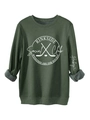 Detalle de sudadera de hockey verde oscuro con forro polar gris y logotipo blanco estampado - S / Verde Militar