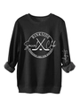 Detail of Rinkside Social fleece hoodie showing warm interior lining and ribbed cuffs - Black