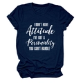 Close-up of navy blue cotton t-shirt with white printed slogan and rolled cuffs detail - S / Navy Blue (White Text)