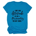 Close-up of rolled cuffs and black slogan print on blue cotton blend t-shirt - S / Lake Blue (Black Text)