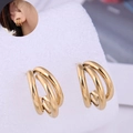 Dreilagige goldene Creolen für Damen mit elegantem minimalistischem Rundkreis-Design - Gold