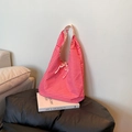 Sac fourre-tout réversible à motif vichy rouge et blanc avec détail de nœud élégant - Rose Face B (Impression de Lettres)