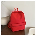 Japanese style red lightweight backpack with white letter print and front zipper pocket - Red