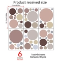 Morandi dots wall stickers set with 6 sheets and 65 round decals for home decor - Warm Tone Polka Dots (Style A)