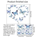 Size chart showing dimensions of the luminous butterfly wall stickers set in OPP packaging - YCL1977 (2 Sheets/Pack)
