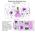 Stickers muraux tulipes et papillons pour chambre d'enfant avec guide des dimensions - 30*60cm*4 Feuilles/Set