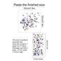 Detail of purple floral butterfly wall stickers showing layout sheet and applied dimensions - 27*54cm