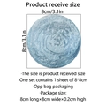 Detail shot of 8cm blue glow-in-the-dark moon wall sticker with dimensions indicated - Diameter 8cm