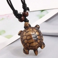 Retro-Schildkröten-Halskette mit Harzpanzer-Muster und schwarzer Kordel - 40CM / Schildkröte-3 Stil
