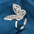S925 sterling silver butterfly open ring with sparkling white cubic zirconia pavé - Silver