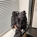 Chic black sequin bucket bag with elegant chain strap for women party fashion - Black