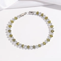 Bracciale tennis con zirconi verdi e bianchi incastonati in acciaio inossidabile argento - Verde Oliva (TT0285)