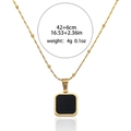 Minimalist geometric square pendant necklace in gold-plated steel with black enamel inlay - Gold