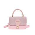 Pink luxury crossbody bag with sparkling sequins and gold clasp for women - Pink