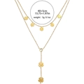Collana dorata a due strati con quadrifogli, ciondolo a cuore e design a catena a Y - Stile a Doppio Strato Quadrifoglio (T0315)