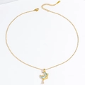 Elegante collana dorata con ciondolo a luna blu chiaro e dettagli in zirconi scintillanti - Collana Stella Luna (X1805)